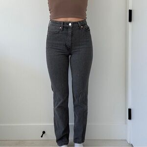 High rise straight leg grey jeans - size 2 - HM